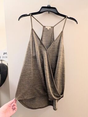 3/$15 Lily White Gold Tone Surplice Cami Blouse